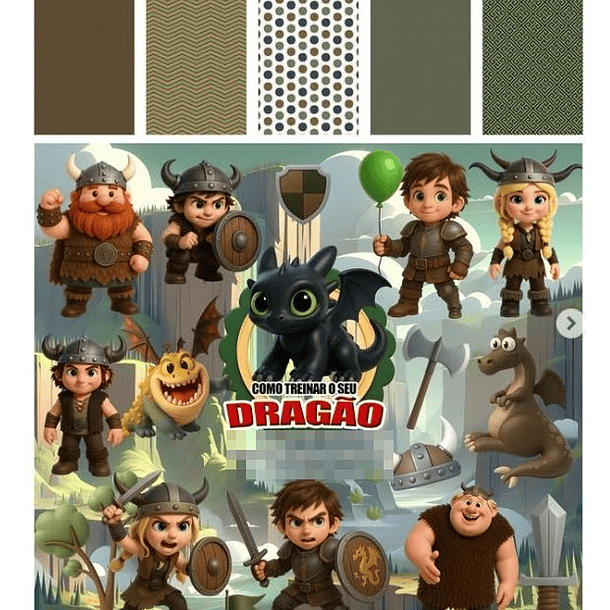 Kit Digital Como Treinar Seu Dragão  em Png  