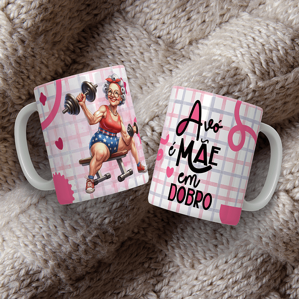 12 Artes para Caneca Avó é mãe em Dobro Arquivo Editável  2