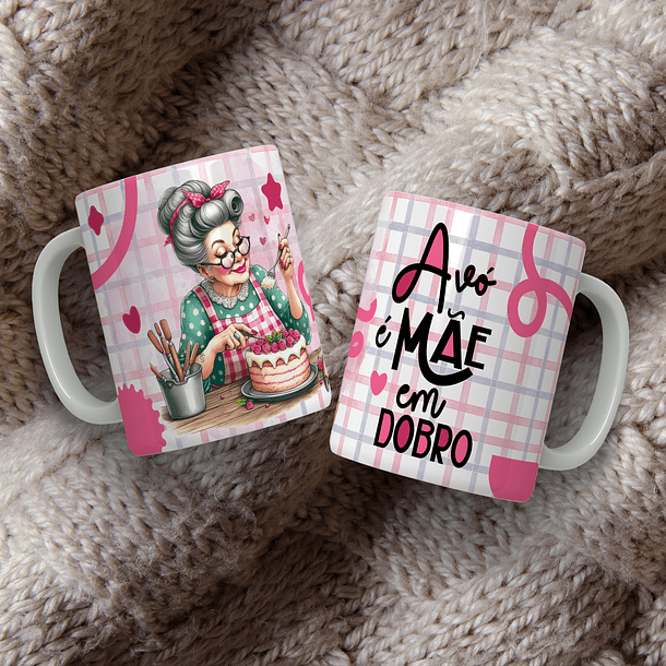 12 Artes para Caneca Avó é mãe em Dobro Arquivo Editável  7