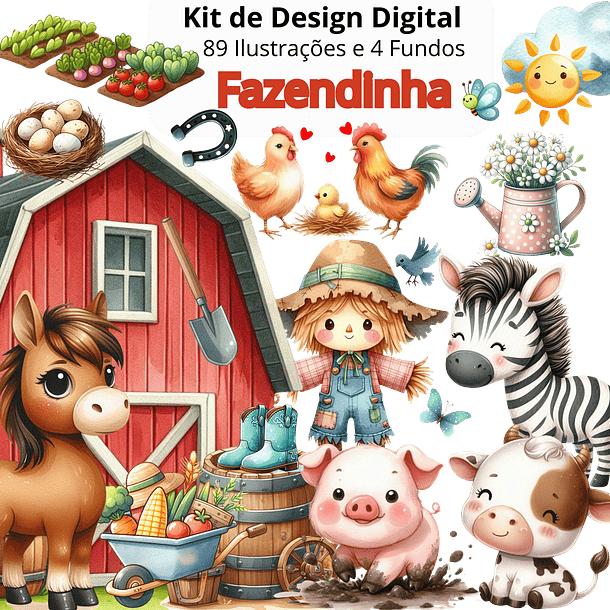 Kit Digital Fazendinha em Png 