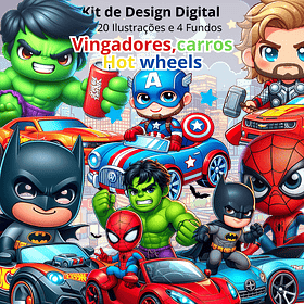 Kit Digital Vingadores Com Carros Hot Wheels em Png