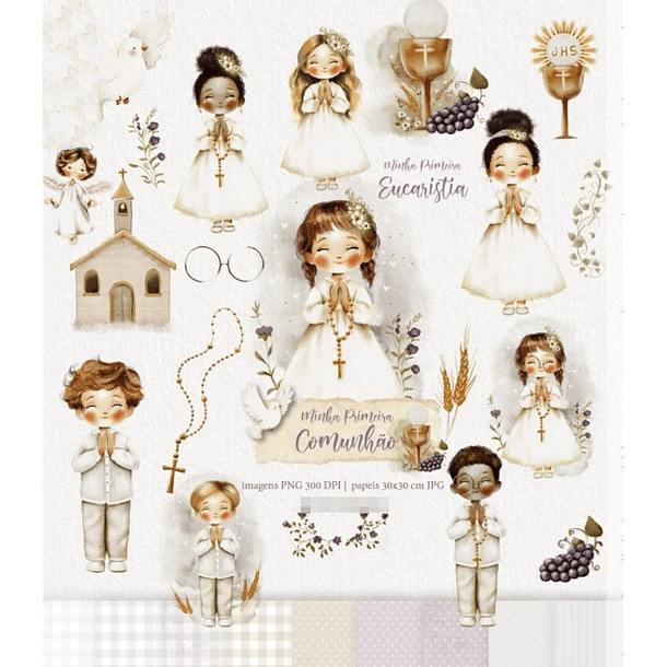 Kit Digital Primeira Comunhão em Png 