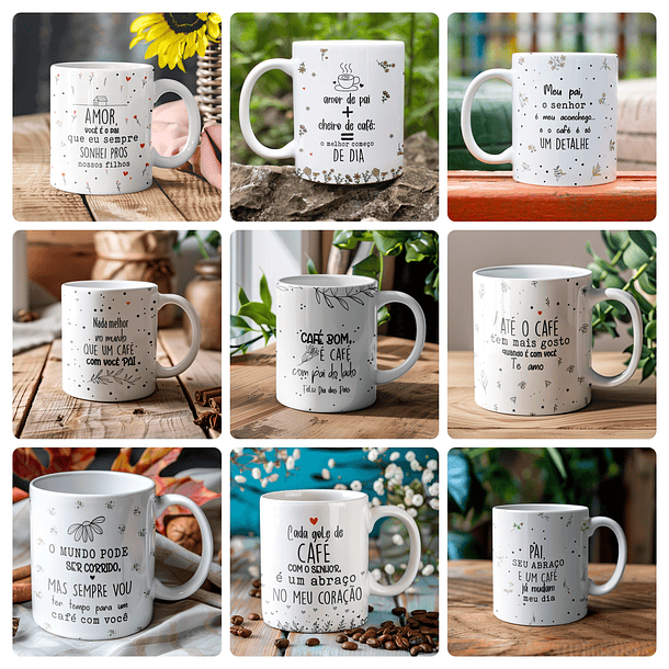 18 Artes para Caneca e Azulejo Dia dos Pais Minimalista Arquivo Editável  1