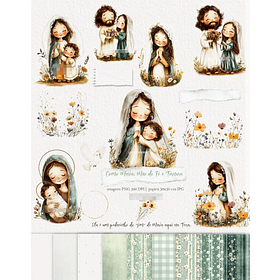 Kit Digital Maria Mãe de Fé e Ternura em Png 