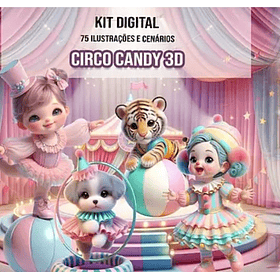 Kit Digital Circo Candy 3d em Png 