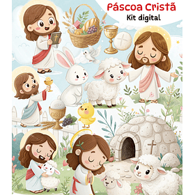 Kit Digital Páscoa Cristã em Png