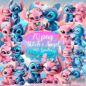 Kit Digital Stitch e Angel em Png