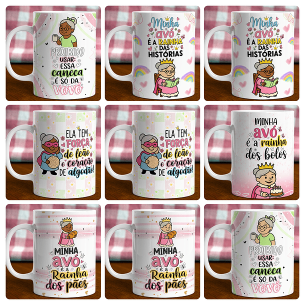 28 Artes para Caneca Dia dos Avós Querida Vovó Arquivo em Jpg  3