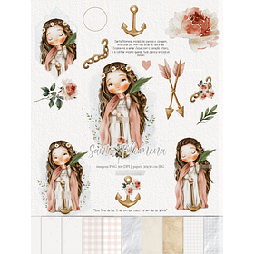 Kit Digital Santa Filomena Aquarela em Png 