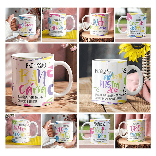 30 Artes para Caneca Profissões Femininas Arquivos Editáveis  2