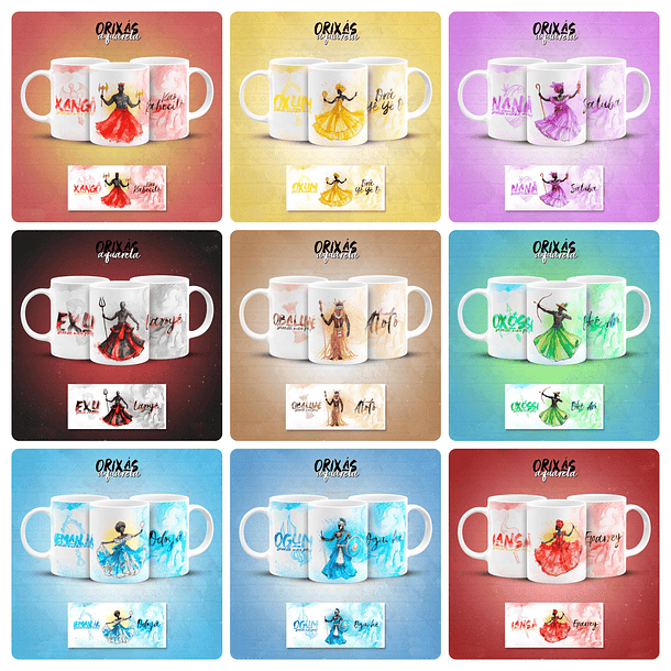 20 Artes para Caneca Orixás Aquarela Arquivo em Jpg 2