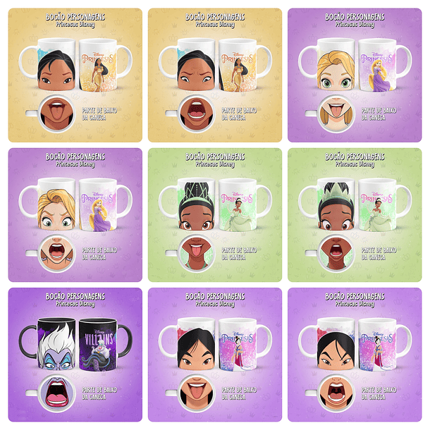 28 Artes para Caneca Bocão Princesas Arquivo em Jpg  3