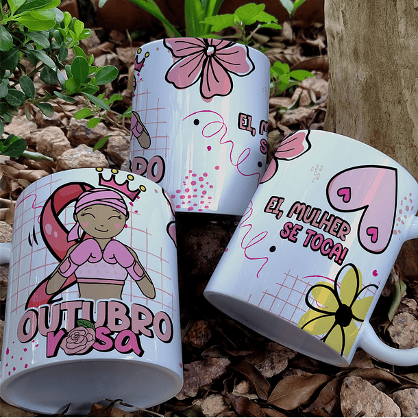 10 Artes para Caneca Outubro Rosa Arquivo Editável 1