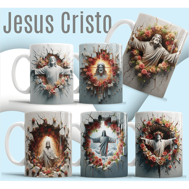 36 Artes para Caneca e Azulejo Jesus Cristo 3D Arquivo em Jpg  2