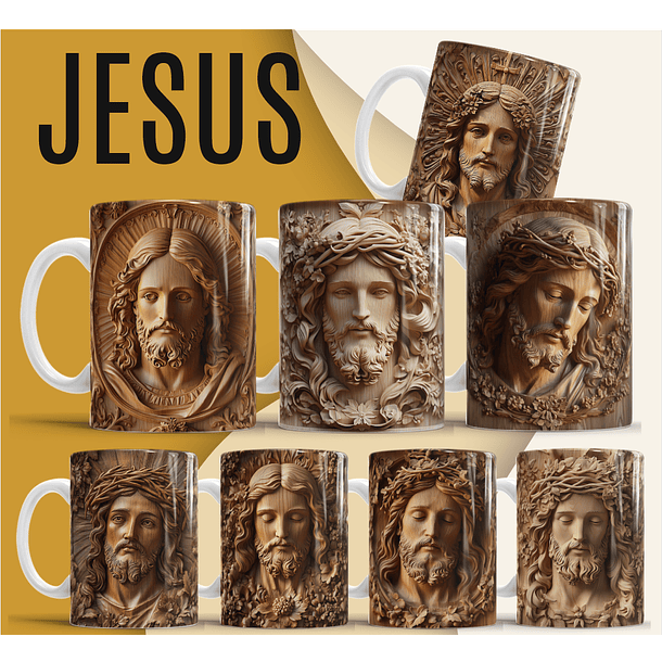 36 Artes para Caneca e Azulejo Jesus Cristo 3D Arquivo em Jpg  3