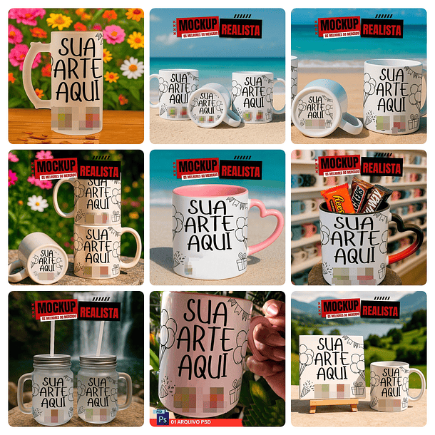 33 Mockups prontos para Caneca, xicara, azulejo e outros Arquivos em Photoshop  4