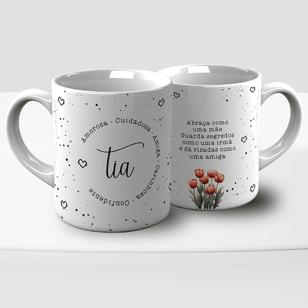 Arte Caneca Tia Abraça como uma mãe, guarda segredos como uma irmã e dá risadas como uma amiga Arquivo Editável  