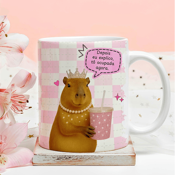 Arte Caneca Sabe por que pessoas bonitas estão sempre ocupadas? Depois eu explico, tô ocupada agora Arquivo em Png 2