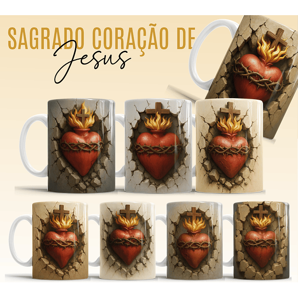 16 Artes para Caneca e Azulejo Sagrado Coração De Jesus em Jpg 1