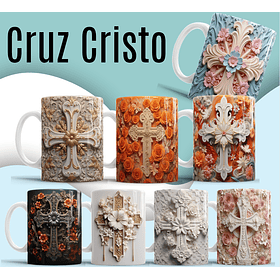 16 Artes para Caneca e Azulejo Cruz Cristo em 3d Arquivo em Jpg