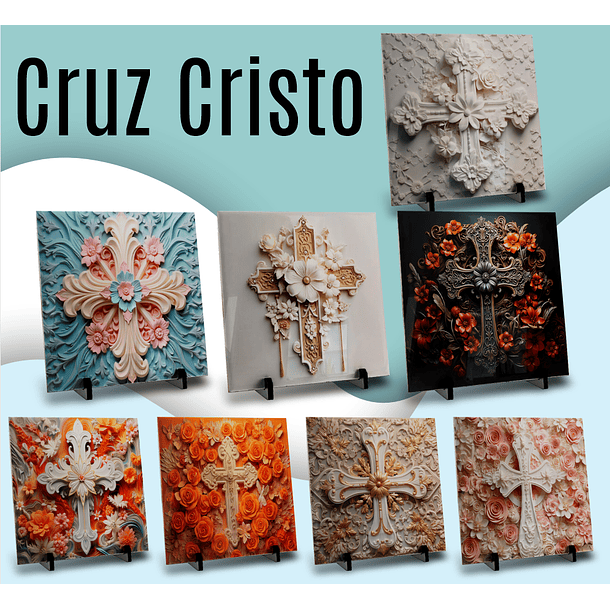 16 Artes para Caneca e Azulejo Cruz Cristo em 3d Arquivo em Jpg 3