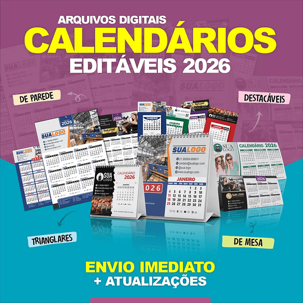 Arquivos Calendarios Diversos 2026 Editáveis 1