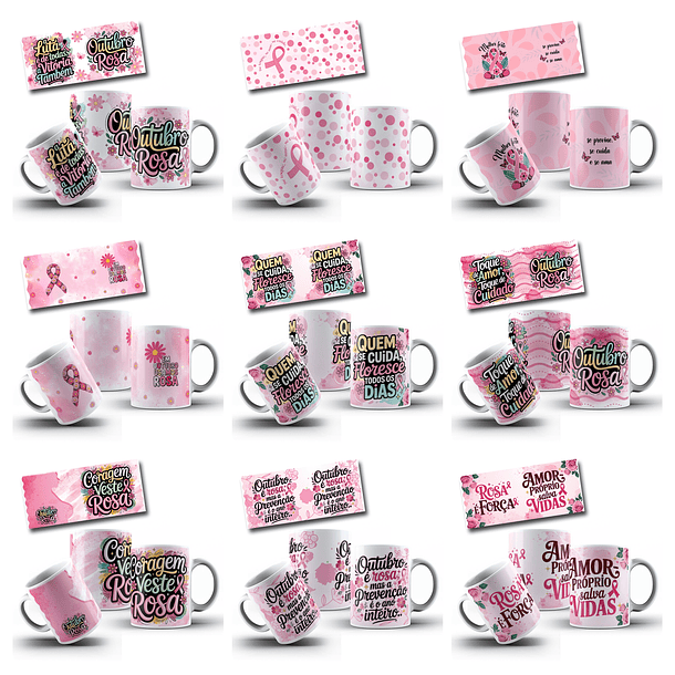 34 Artes para Caneca Outubro Rosa Arquivo em Jpg 7