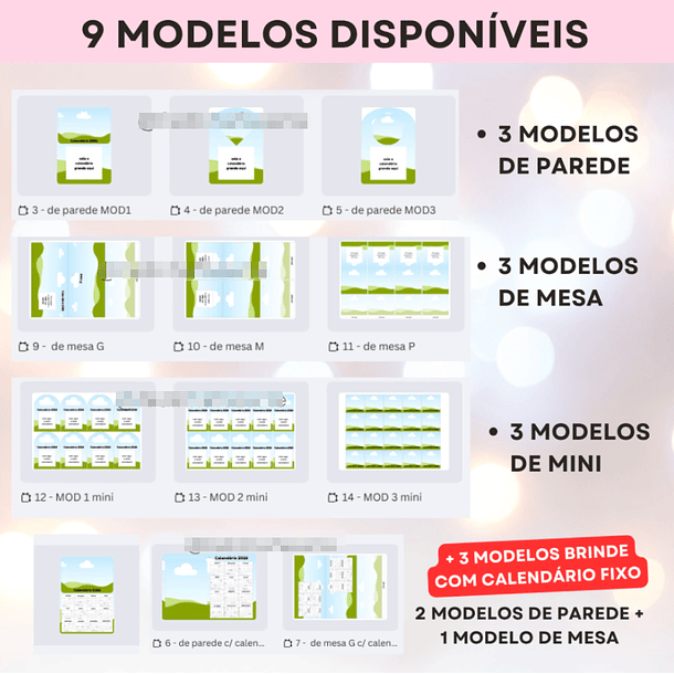 Arquivo Molde Calendário Polaroide e Base 2026 para Blocagem em Canva  2