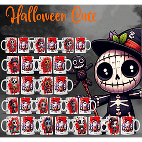 22 Artes para Caneca Halloween Cute Arquivo Editável 