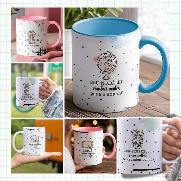 5 Artes para Caneca Dia dos Professores Minimalista Arquivo Editável 2