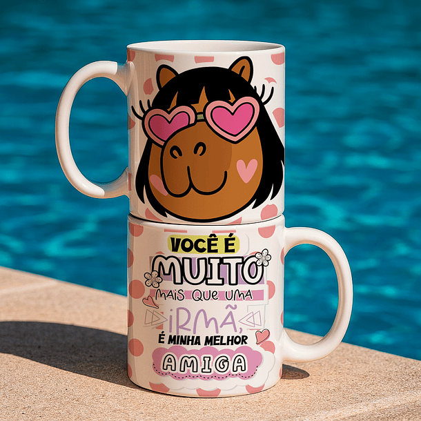 5 Artes para Caneca Amizade, Irmã Capivara Arquivo Editável  5