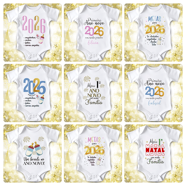 14 Artes para Camisa e Body Ano Novo 2026 Arquivo Editável 1