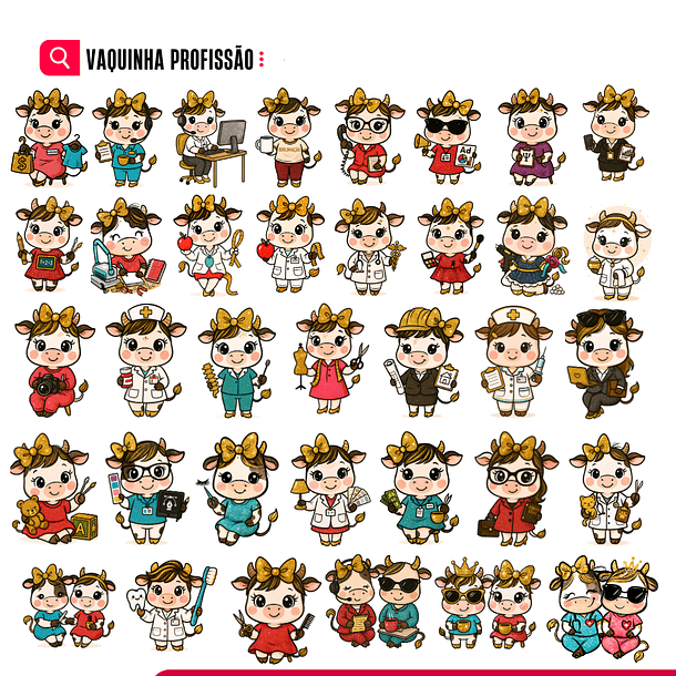 30 Artes para Caneca Vaquinhas Profissões Arquivo editável 2