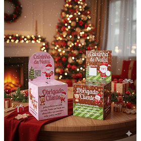 Arquivo Caixinha de Natal quadrada Rosa e Vermelha Arquivo Editável 