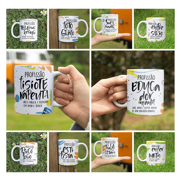 60 Artes para Caneca Profissões Masculina e Feminina Arquivo Editável 3