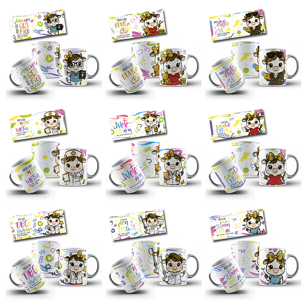 30 Artes para Caneca Vaquinhas Profissões Arquivo editável 3