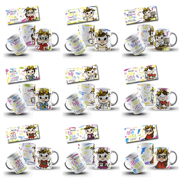 30 Artes para Caneca Vaquinhas Profissões Arquivo editável 4