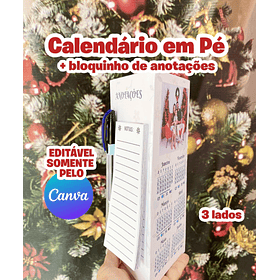 Arquivo Calendário de Mesa em Pé 3 lados Editável em Canva