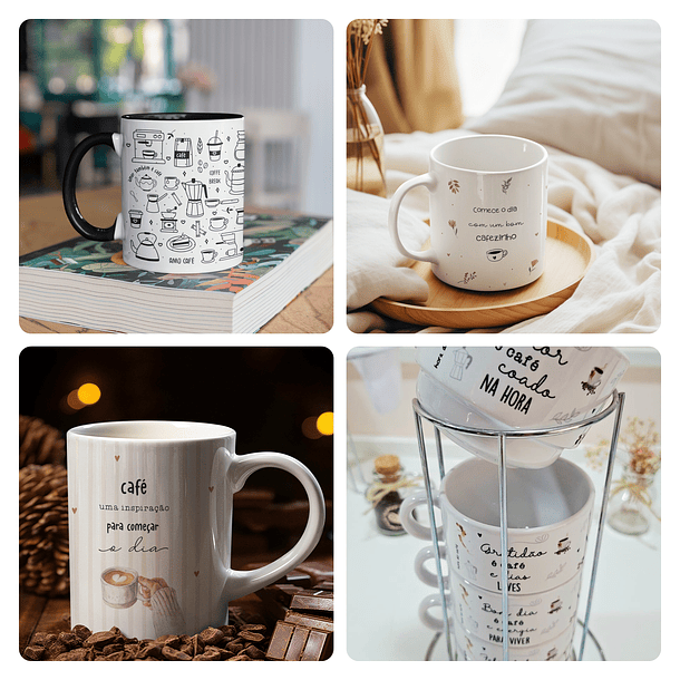 15 Artes para Caneca e Torre de Xícara Frases Momento Café Arquivo Editável  2