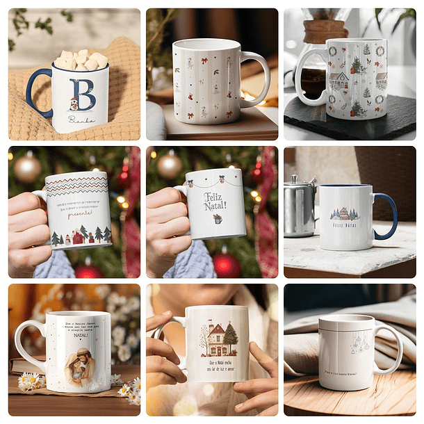 50 Artes para Caneca Natal + Alfabeto Arquivo Editável 1