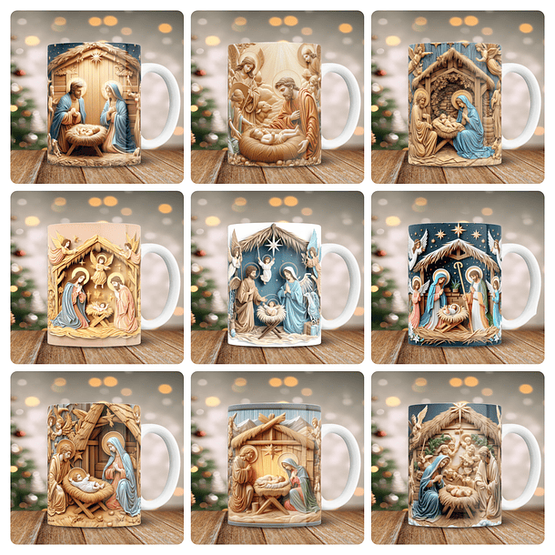 25 Artes para Caneca Natal Nascimento de Jesus 3d Arquivo em Png 1