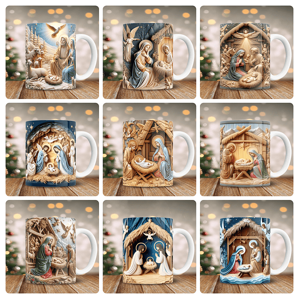 25 Artes para Caneca Natal Nascimento de Jesus 3d Arquivo em Png 3