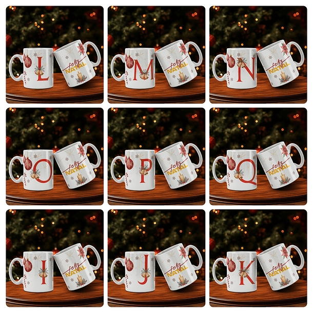 26 Artes para Caneca Alfabeto Natal Feliz Arquivo Editável  2