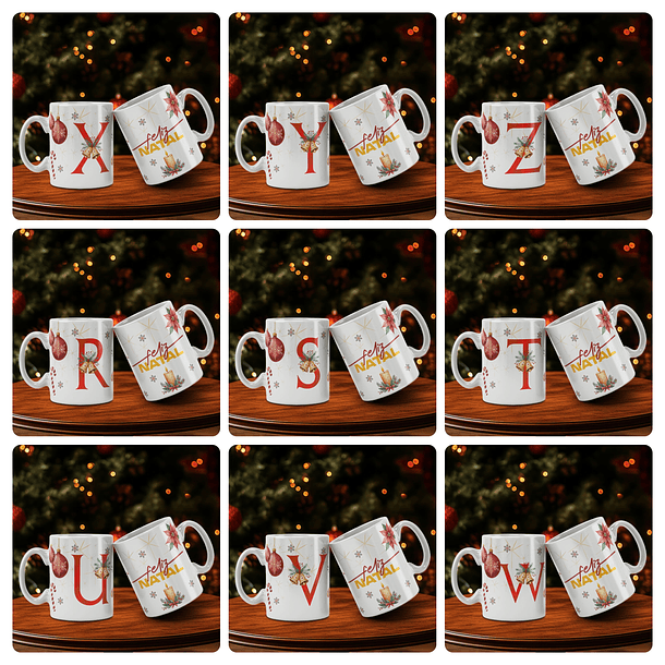 26 Artes para Caneca Alfabeto Natal Feliz Arquivo Editável  3