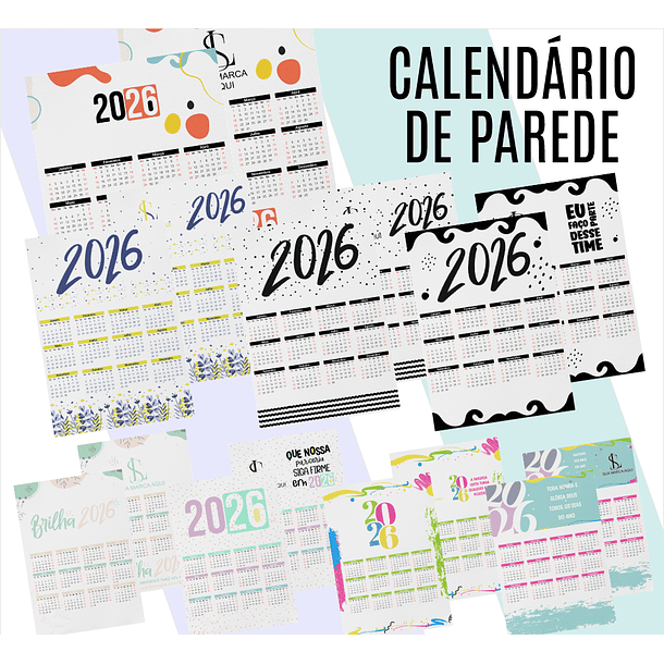 31 Artes para Caneca  + Calendário de Mesa e Calendário de Parede 2026 Arquivo Editável  2