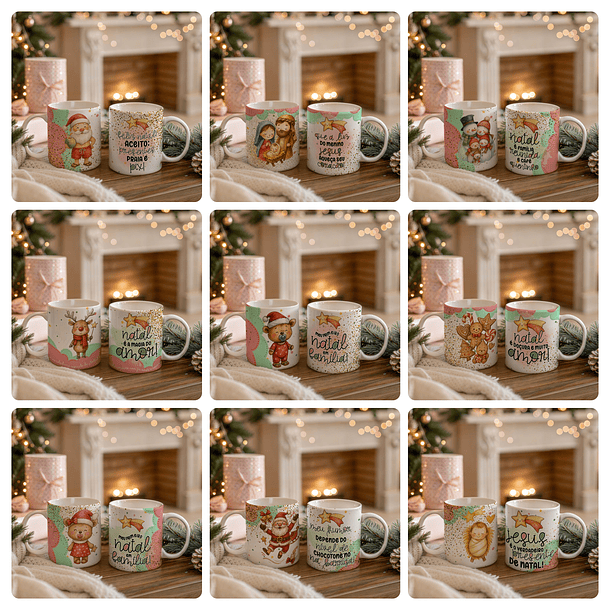 40 Artes para Caneca Toalhinha Bolsa e Azulejo Natal De Amor Papai Noel Arquivo editável em Pdf 1