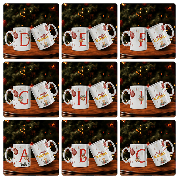 26 Artes para Caneca Alfabeto Natal Feliz Arquivo Editável  4