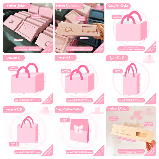 Arquivos Caixinhas Moldes para Joias e Sacolinhas Arquivo em Pdf 4