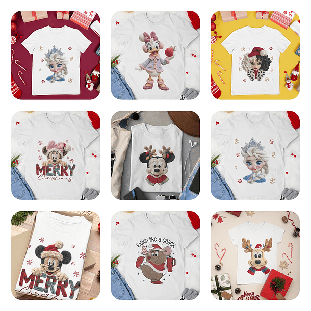 48 Artes para Camisa Natal com Efeito Bordado Arquivo em Png 12