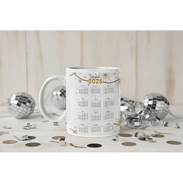 25 Artes Caneca Ano Novo Calendário 2026 Arquivo Editável  2